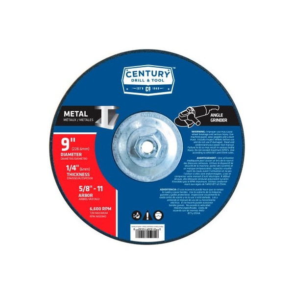 Century Drill & Tool Century Drill 75592 Depressed Center Grinding Wheel 9" x 5/8-11" Type 27 Aluminum Oxide 75592 - main